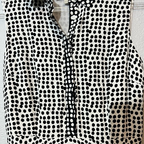 Hobbs White Polka Dot Black Sleeveless Button Up Midi Dress Size 4 - Picture 4 of 7